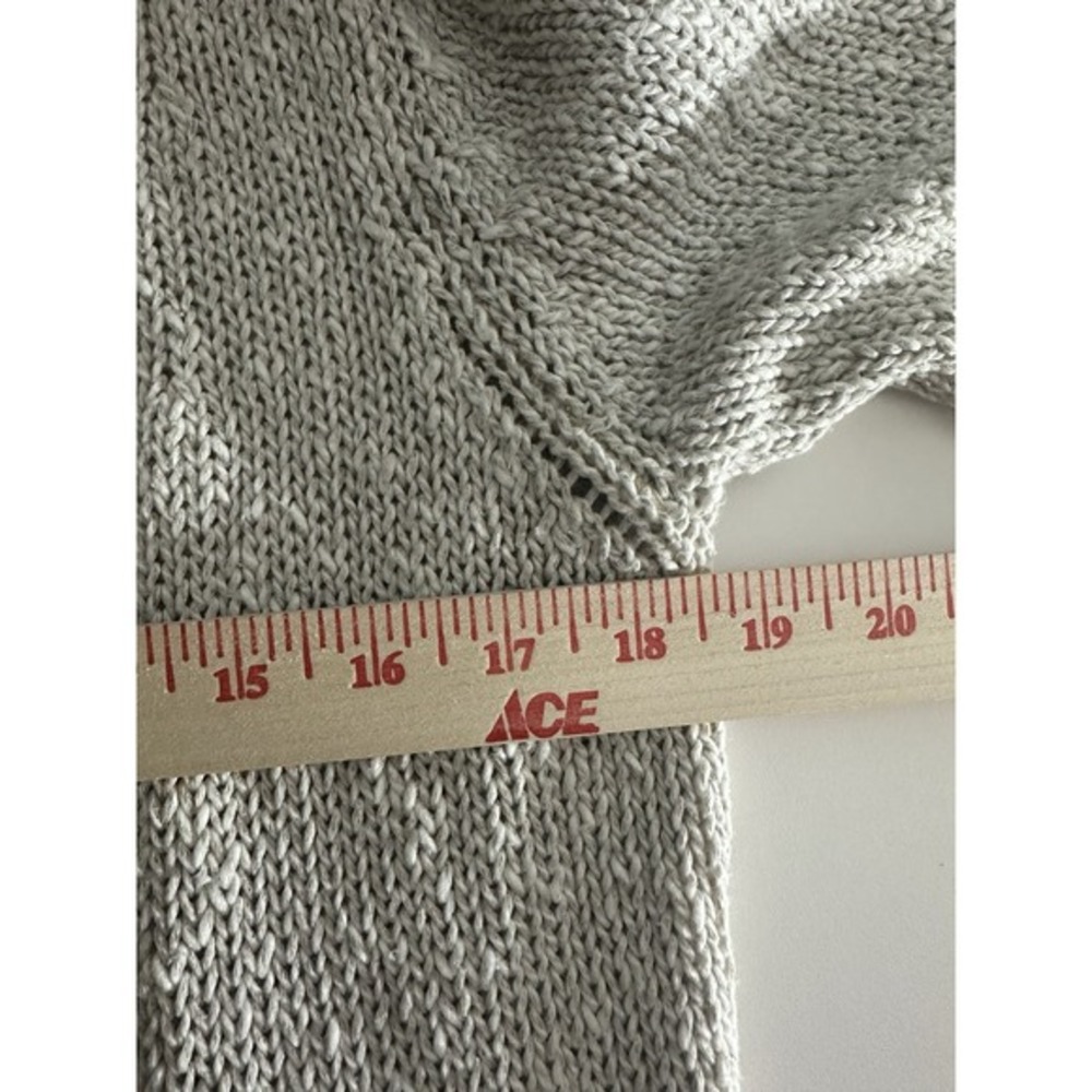 Eileen Fisher Open Cardigan Linen Blend Sz S Pointelle Collared Half Sleeve Oat - Picture 6 of 8